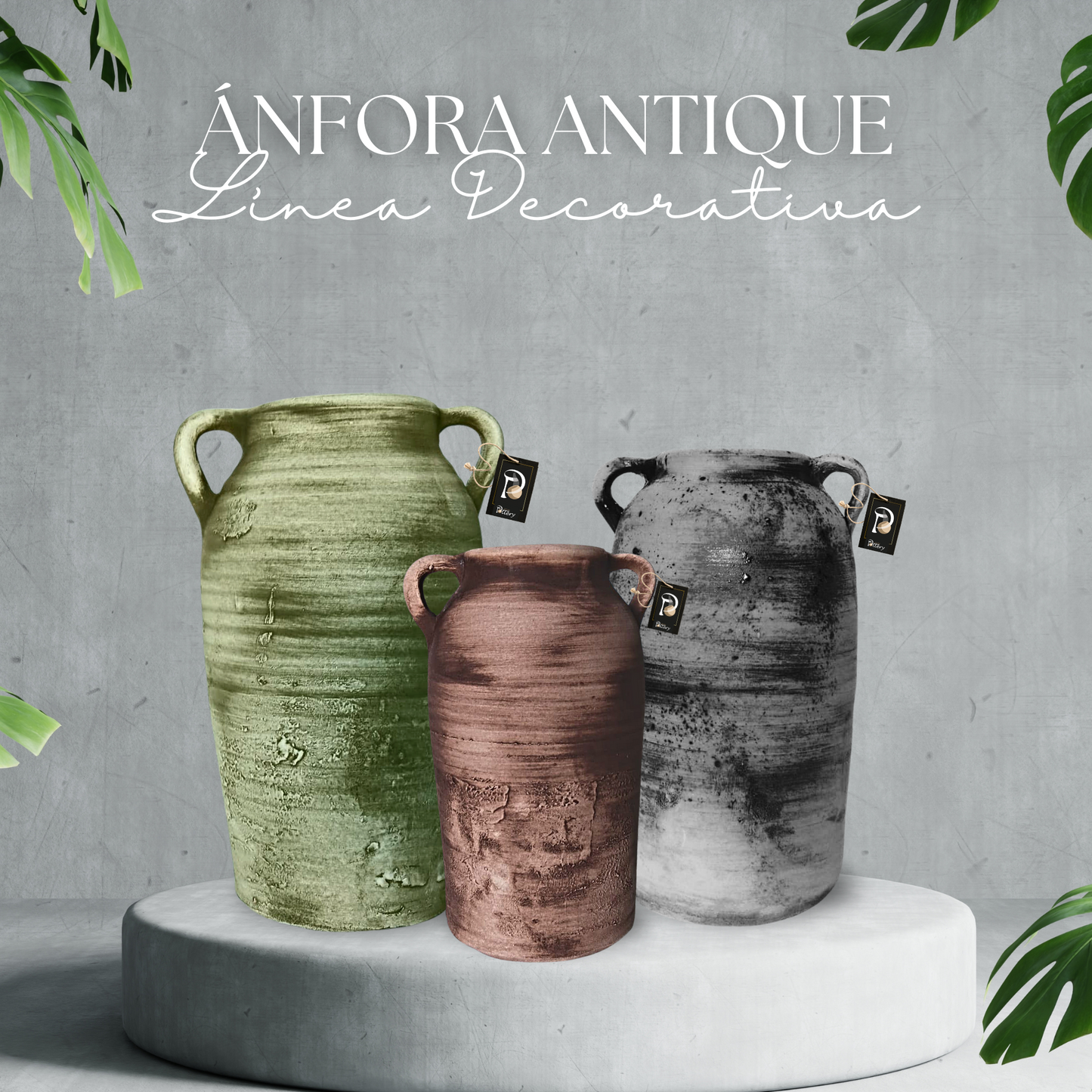 Ánfora Antique disponible en tres colores y tamaños