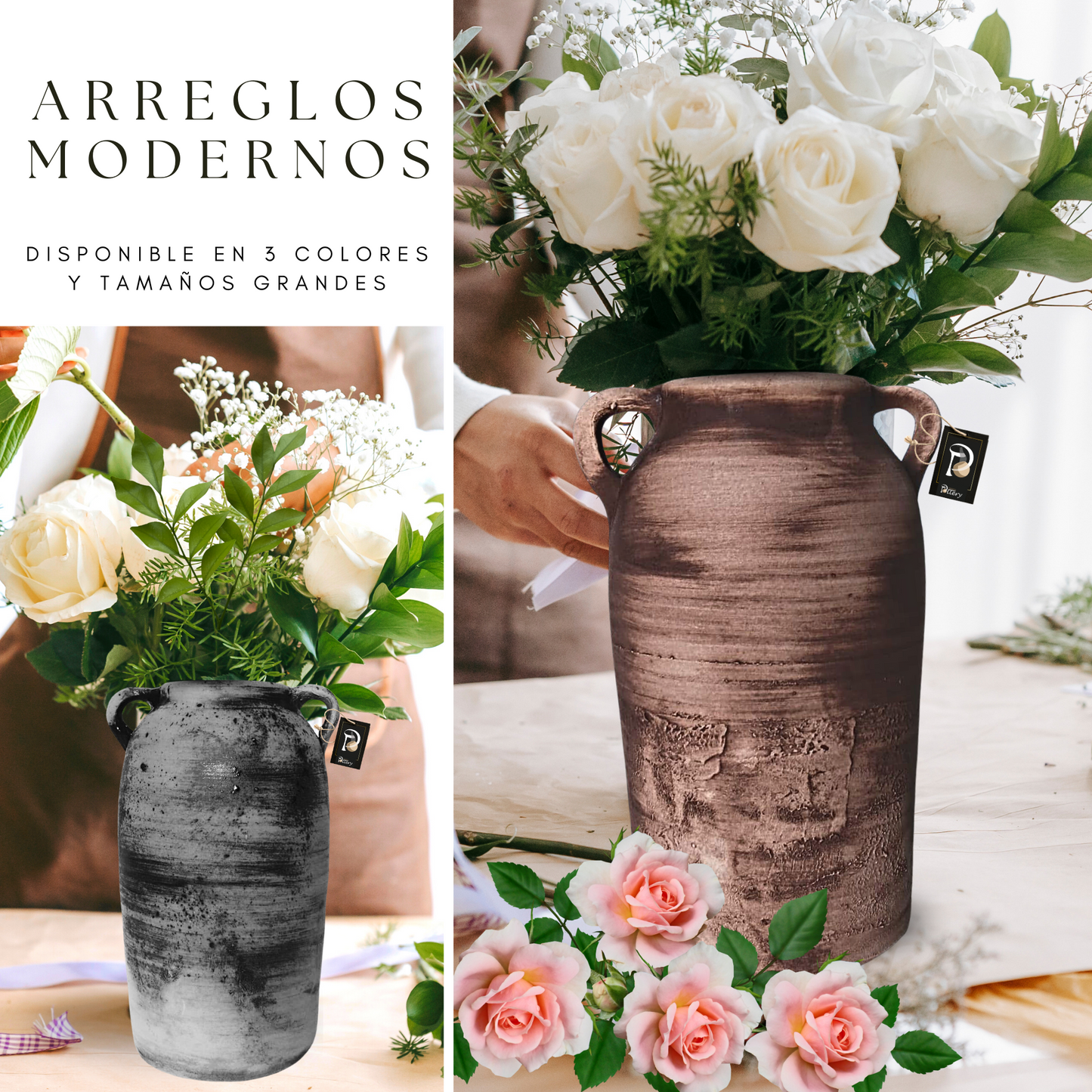 Ánfora u jarrón diseño antique ideal para arreglos de eventos y espacios.