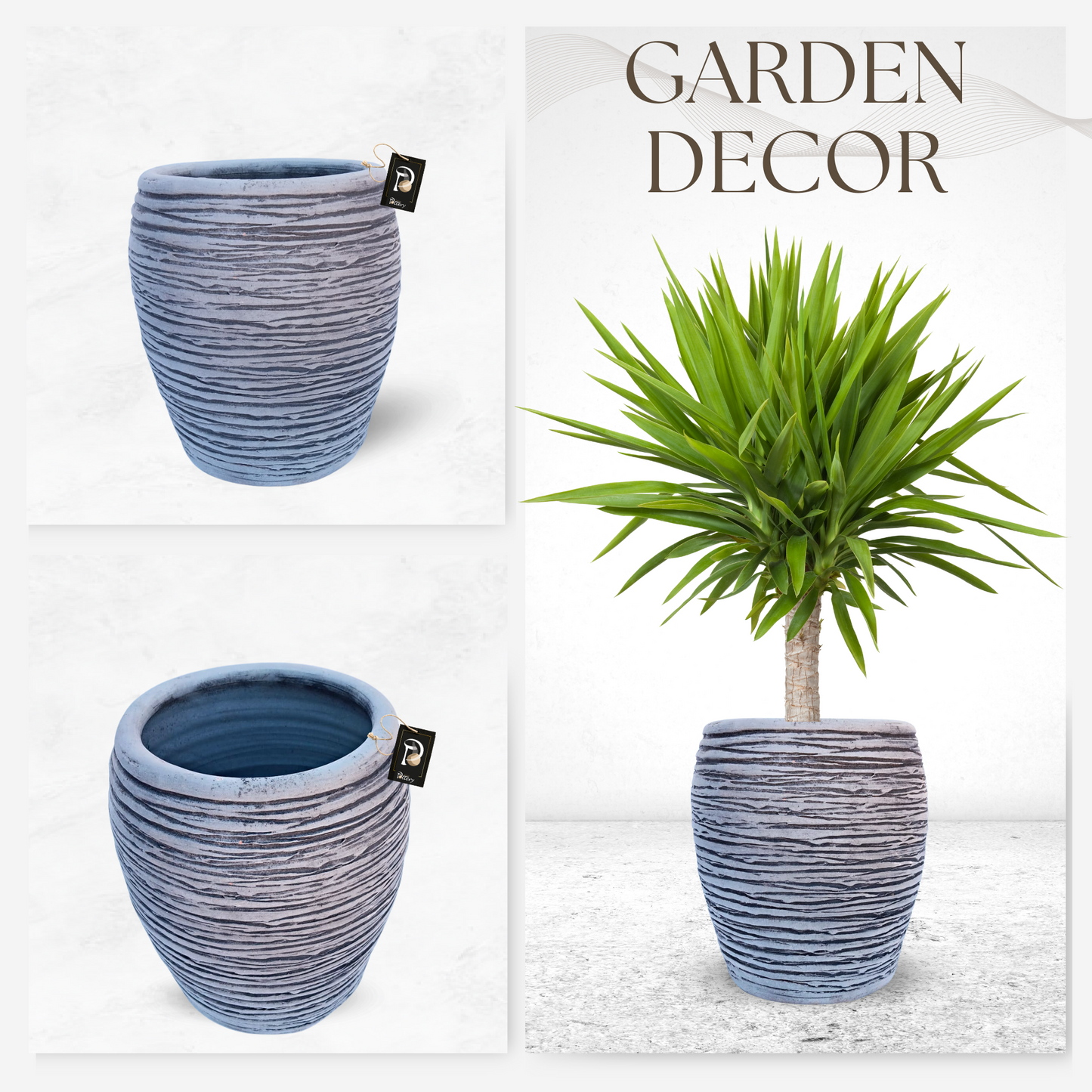 Maceta tubular gris